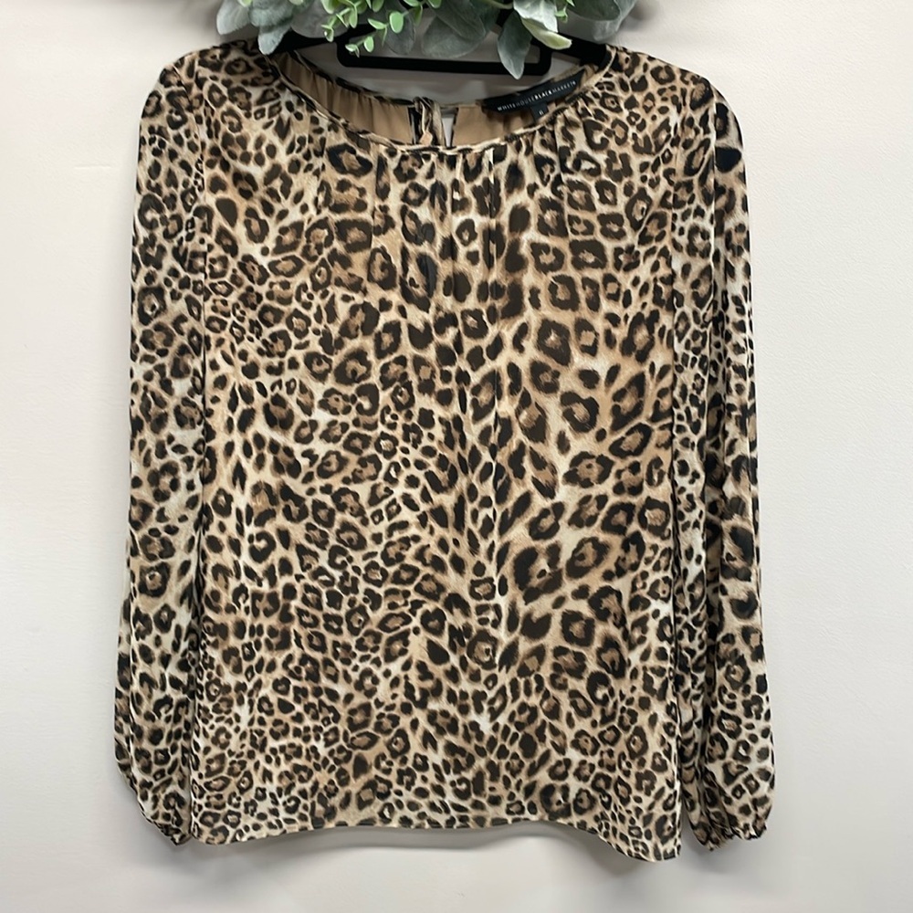 White House Black Market Leopard Print Blouse